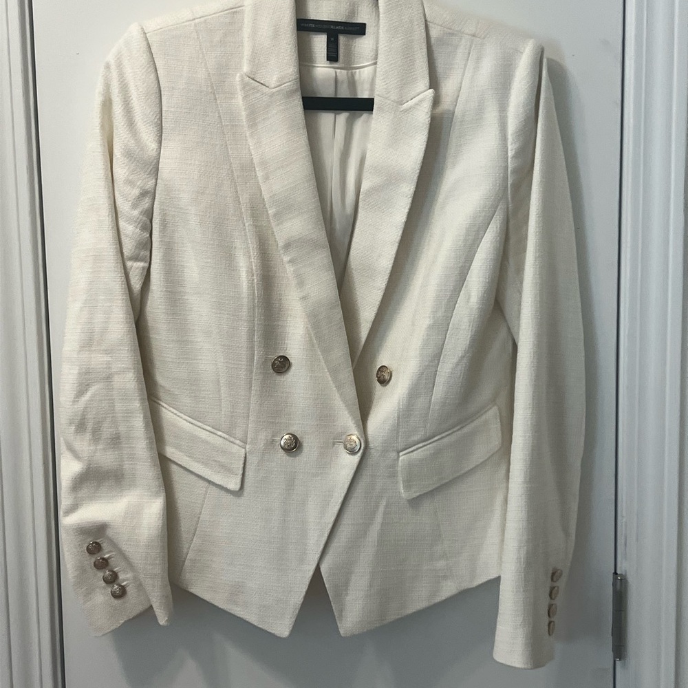 White House Black Market Cream Double-Breasted Blazer